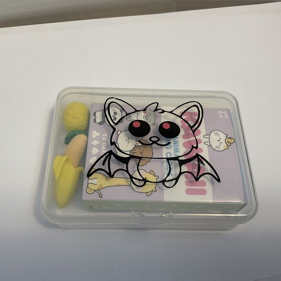 Kawaii Animals Playing Cards with Erasers and Unique Plastic Case - Picture 6 of 6